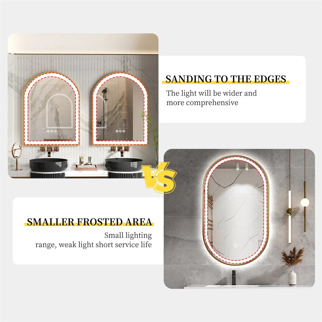 LUVODI Arch Framed LED Bathroom Mirror High-End Wall Mounted Toilet Washroom Dressing Makeup Mirror with Demister