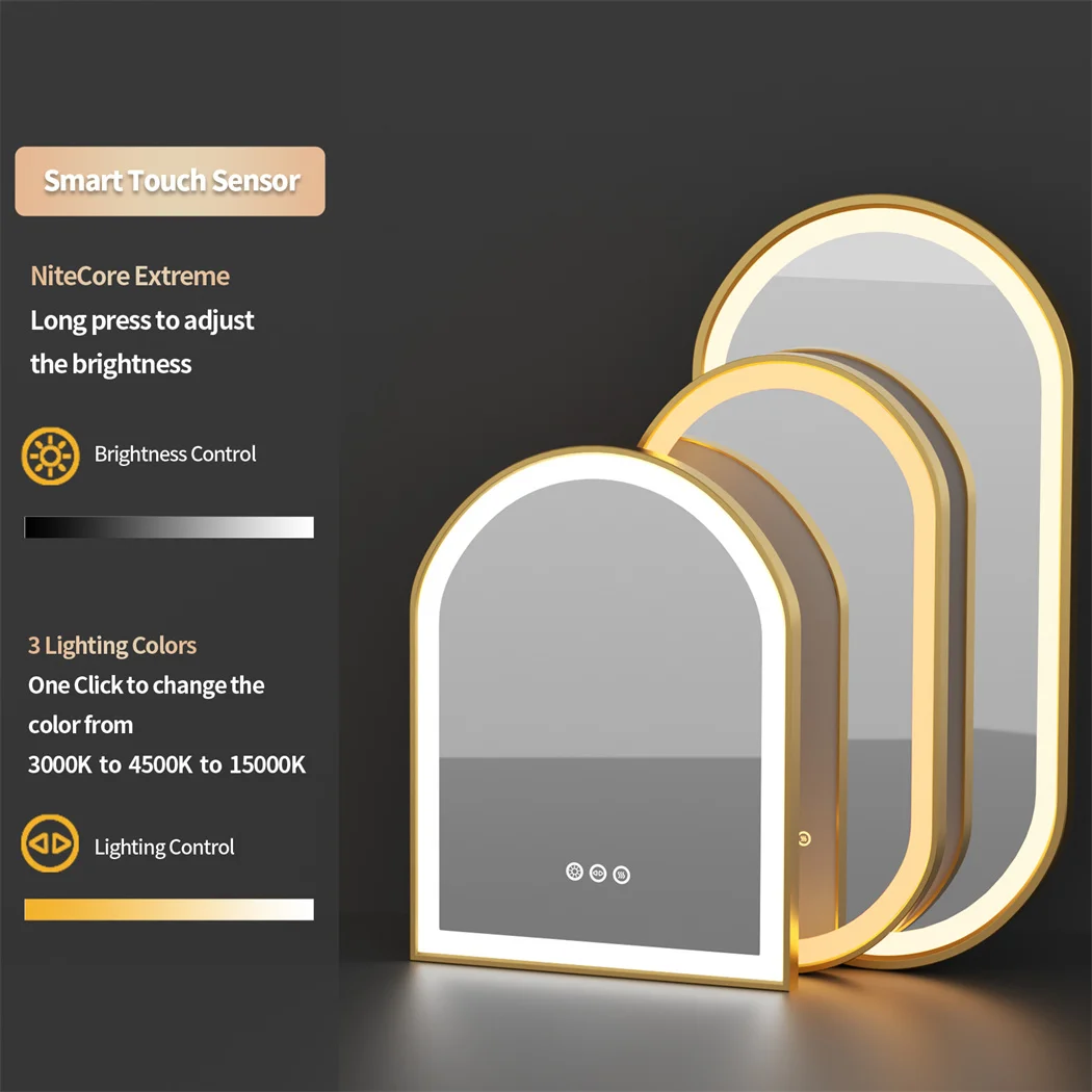 LUVODI Arch Framed LED Bathroom Mirror High-End Wall Mounted Toilet Washroom Dressing Makeup Mirror with Demister