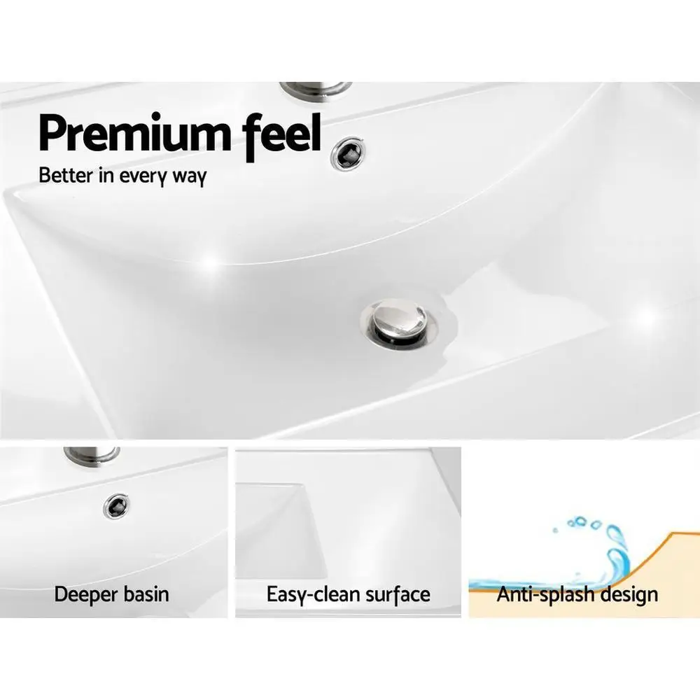 915mm Grey Bathroom Vanity Unit with Basin Modern Freestanding Sink Cabinet Compact Storage Wash Basin Set
