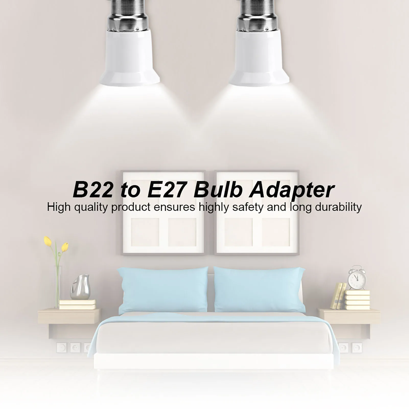 5pcs B22 Male to E27 Female Socket Base Bulb Adapter Nickle-plated Iron Light Socket Converter Lamp Holders