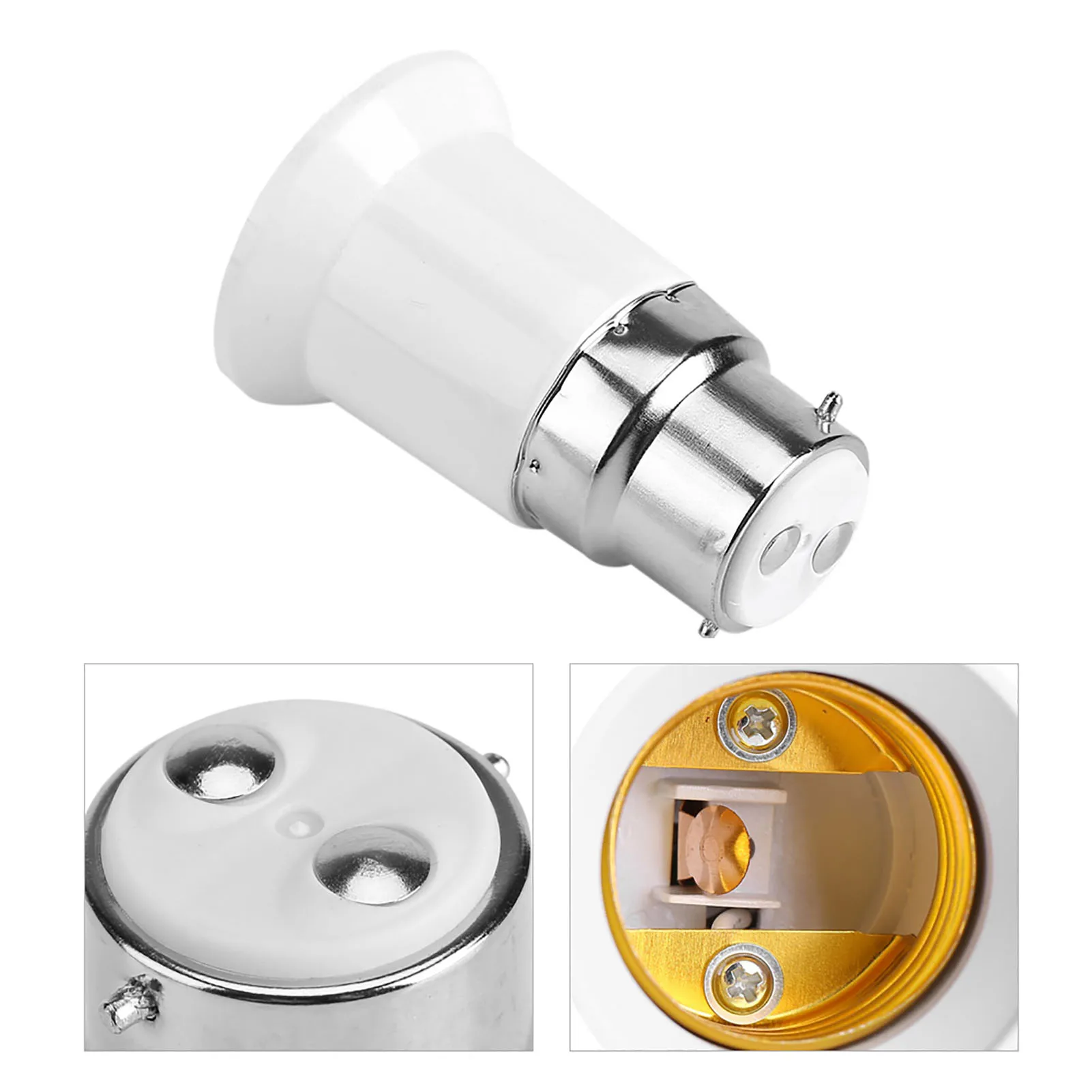 5pcs B22 Male to E27 Female Socket Base Bulb Adapter Nickle-plated Iron Light Socket Converter Lamp Holders
