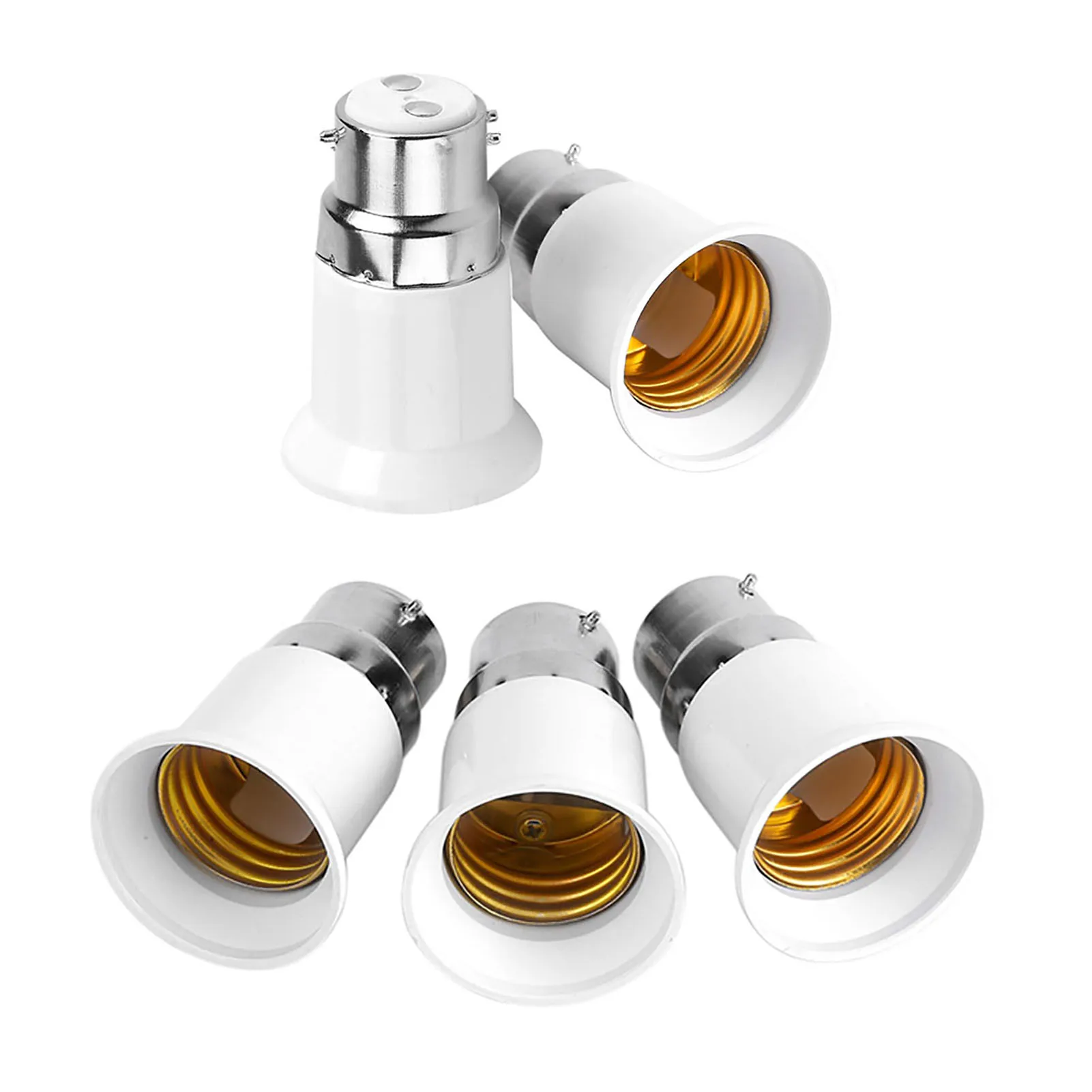 5pcs B22 Male to E27 Female Socket Base Bulb Adapter Nickle-plated Iron Light Socket Converter Lamp Holders