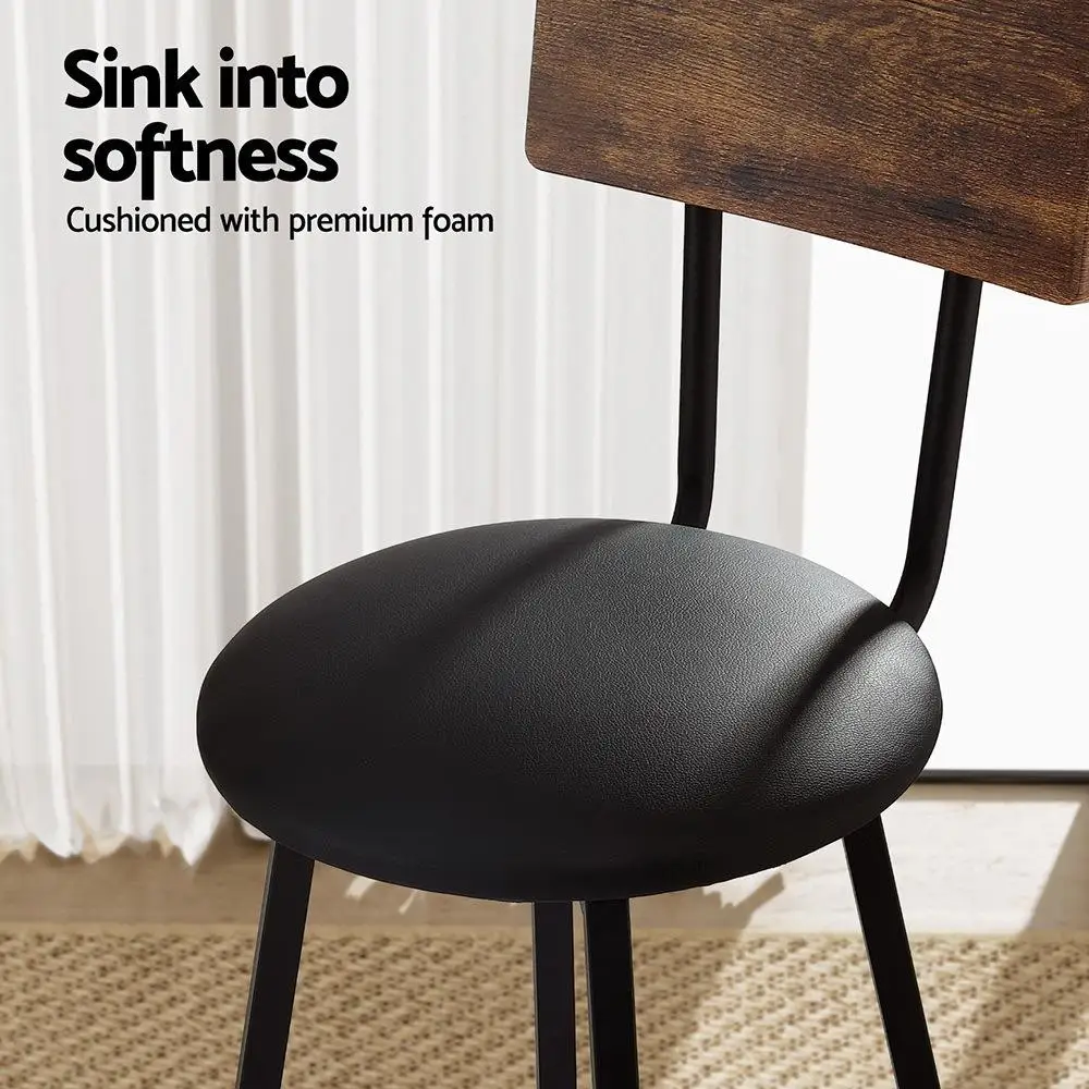 Set of 4 Industrial Upholstered Bar Stools Steel Frame Scratch Resistant Counter Chairs