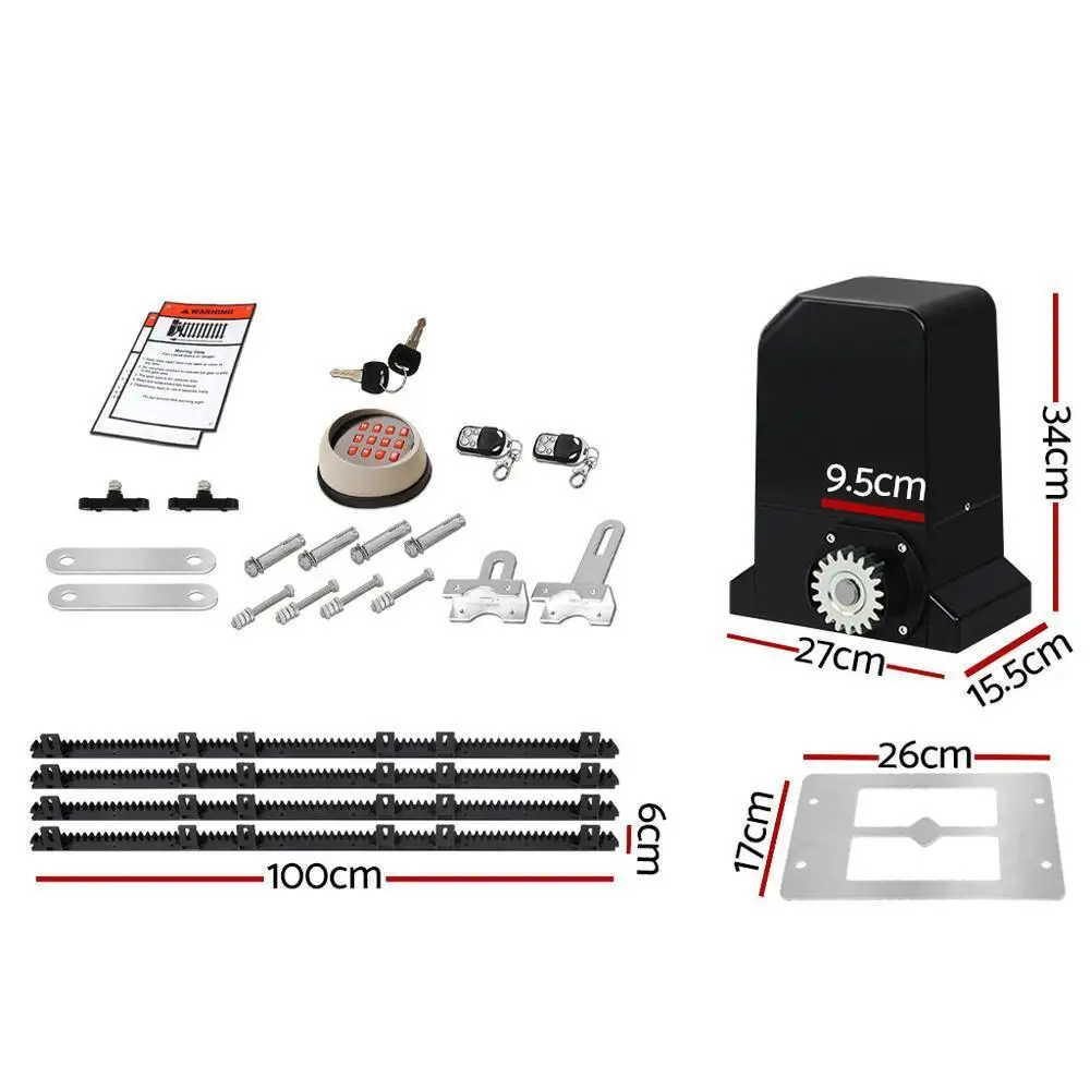 Automatic Sliding Gate Opener Kit with Keypad 4M 1000KG Heavy Duty Gate Motor Access Control System