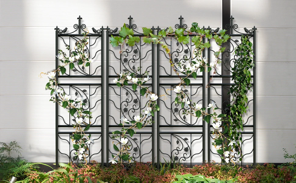 2pcs Metal Garden Trellis 172cm Height Durable Decorative Plant Support Stakes for Outdoor Climbing Plants