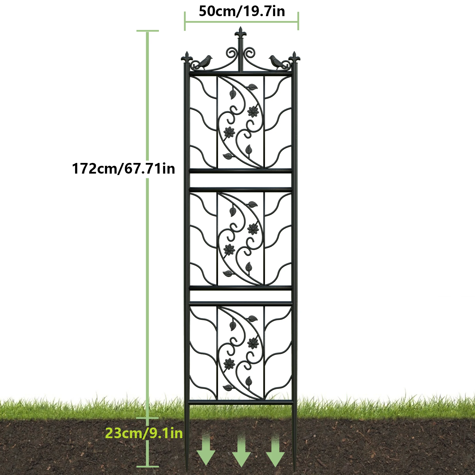 2pcs Metal Garden Trellis 172cm Height Durable Decorative Plant Support Stakes for Outdoor Climbing Plants