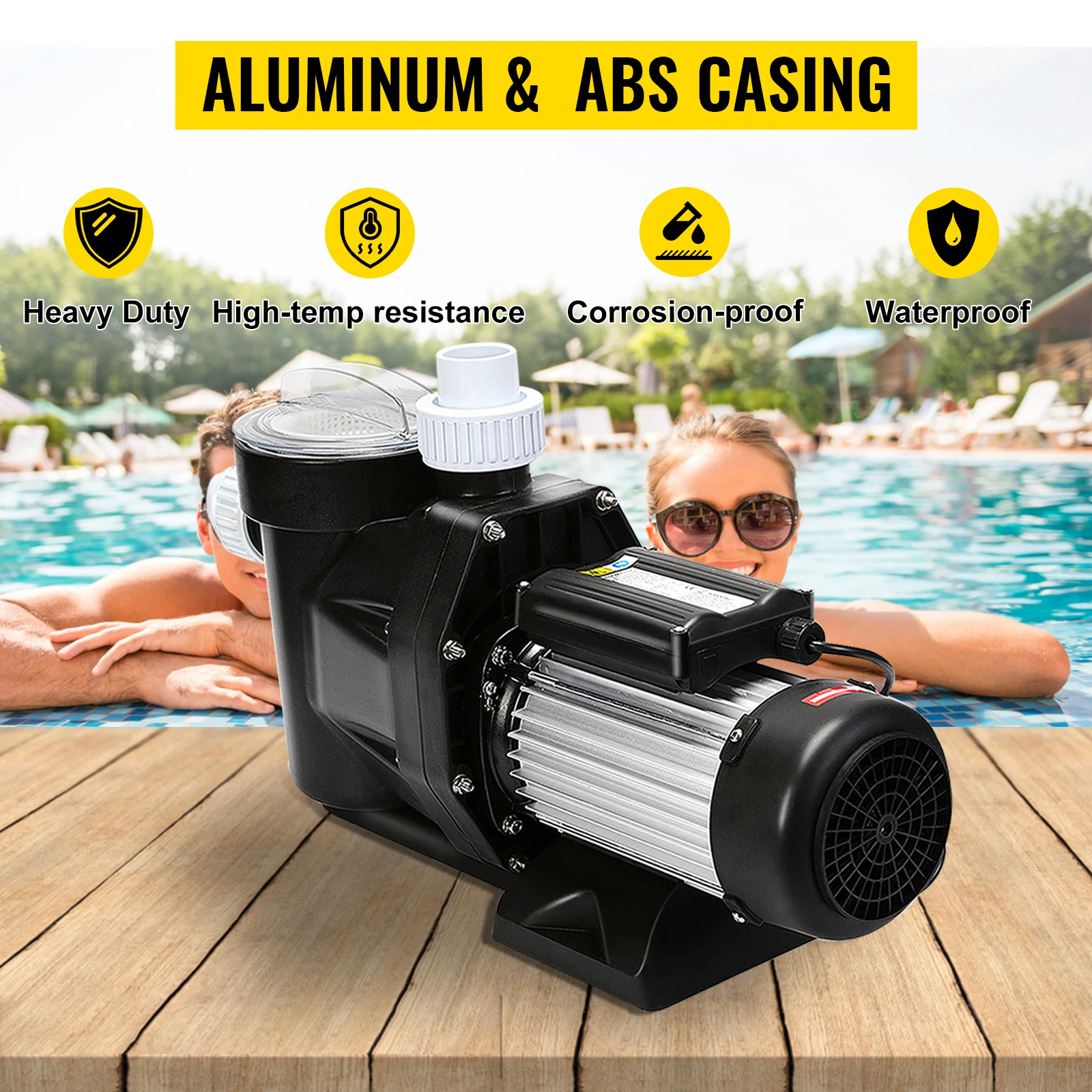 SucceBuy2.5HP Pool Pump Motor With Strainer Basket 1850W Water Pump Aquarium Swimming Pool Pump Circulation Pump Above In Ground
