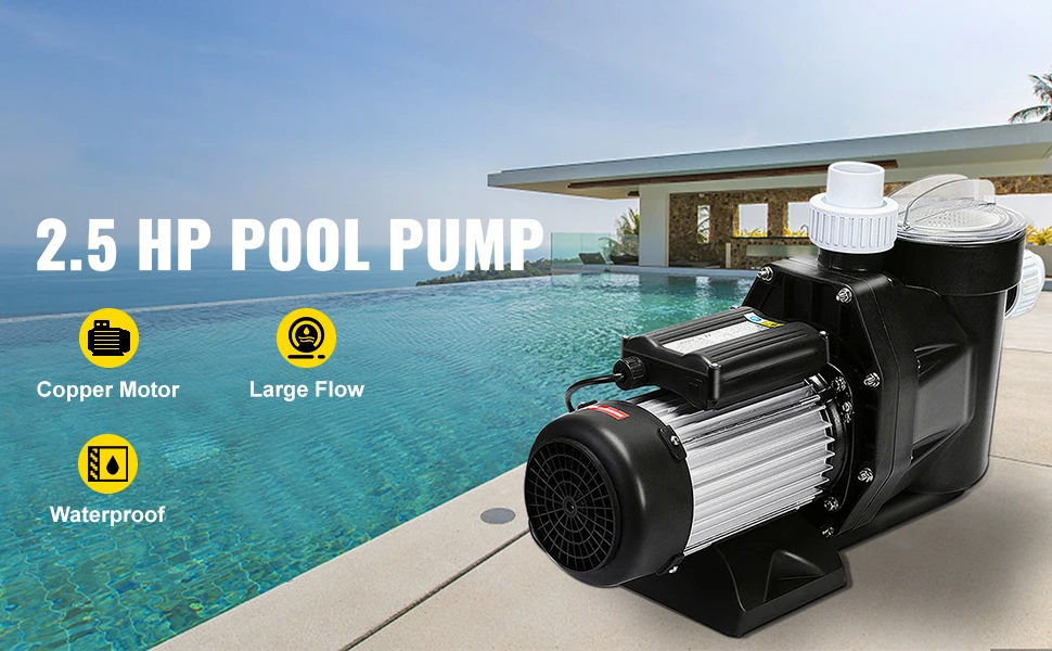 SucceBuy2.5HP Pool Pump Motor With Strainer Basket 1850W Water Pump Aquarium Swimming Pool Pump Circulation Pump Above In Ground