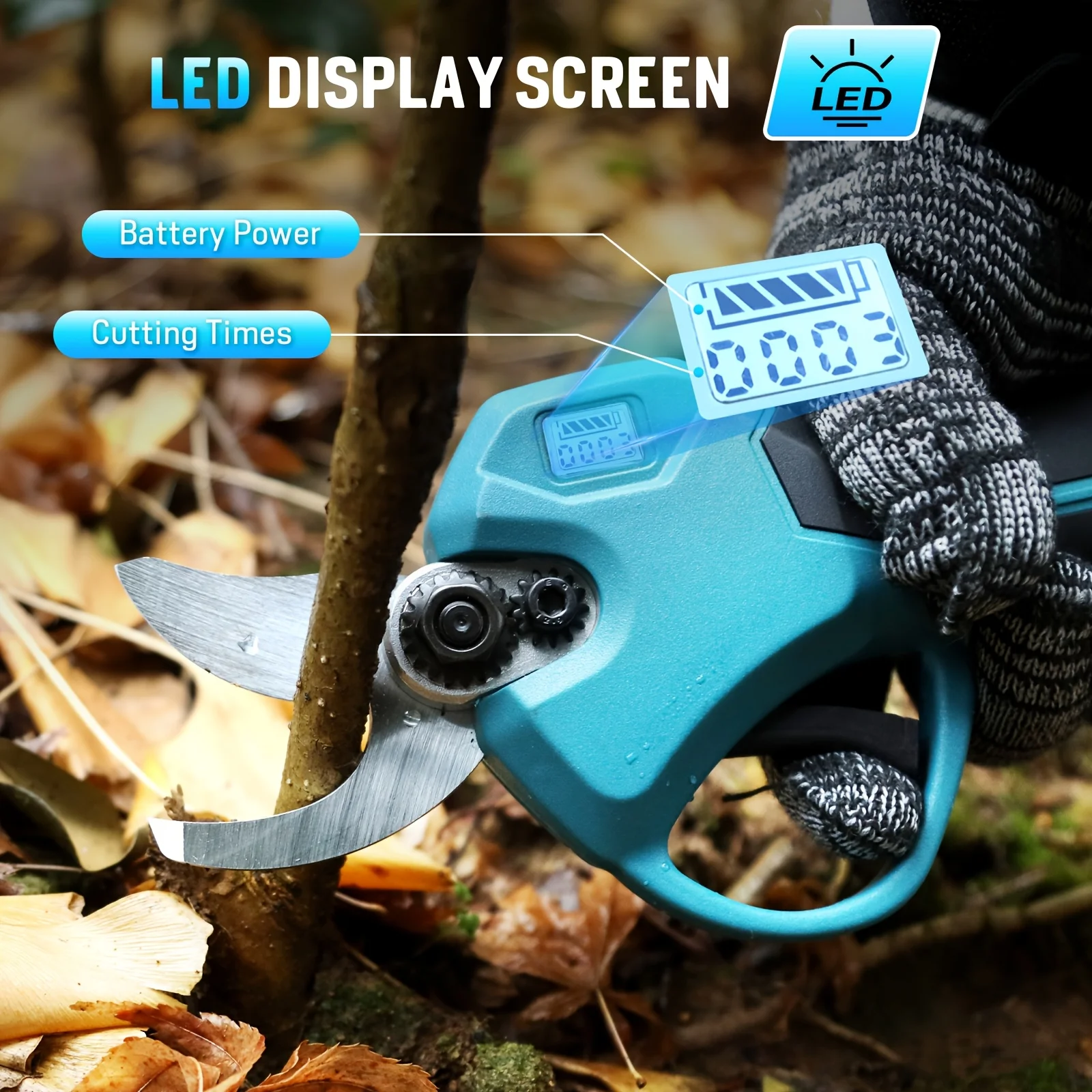 Jemi Tool brushless cordless electric pruning shears feature two cutting modes, suitable for gardening tree trimming and pot decoration. The sharp and sturdy blades can cut a maximum diameter of 30mm.