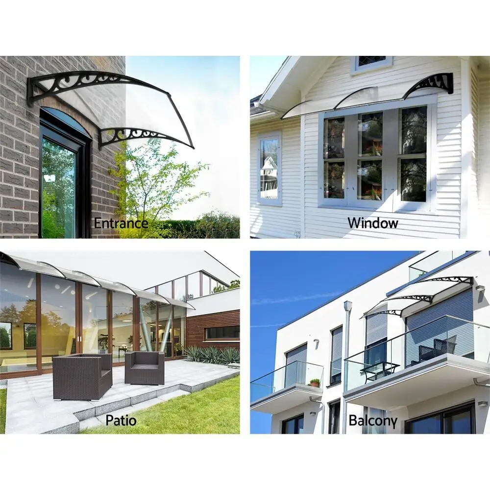 Window Door Awning 1x1m Transparent Rain Shelter Canopy Outdoor Entrance Protection Panel