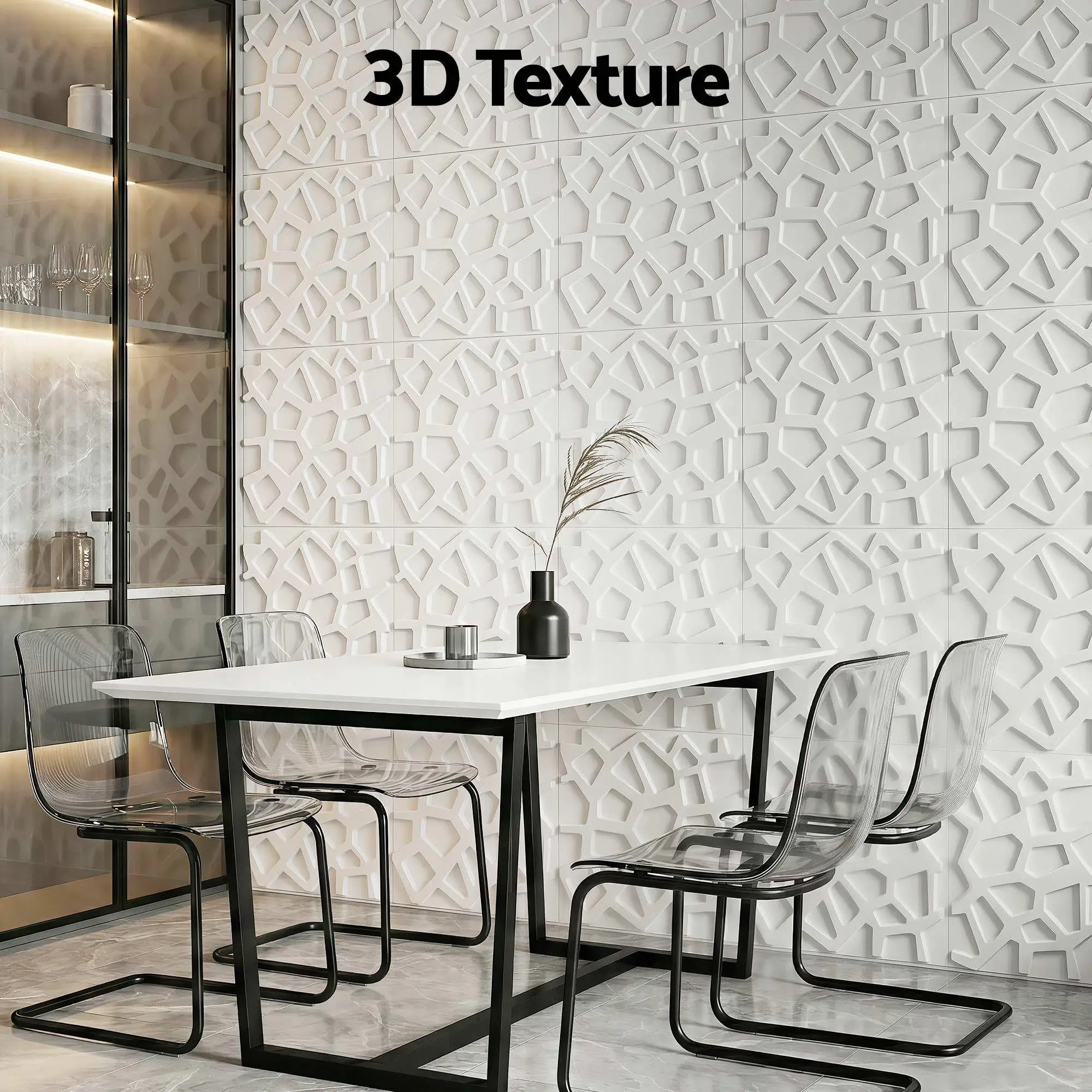 PVC 3D Decorative Wall Panels 50x50cm Set of 15 Feature Wall Panels for Home Interior Decor