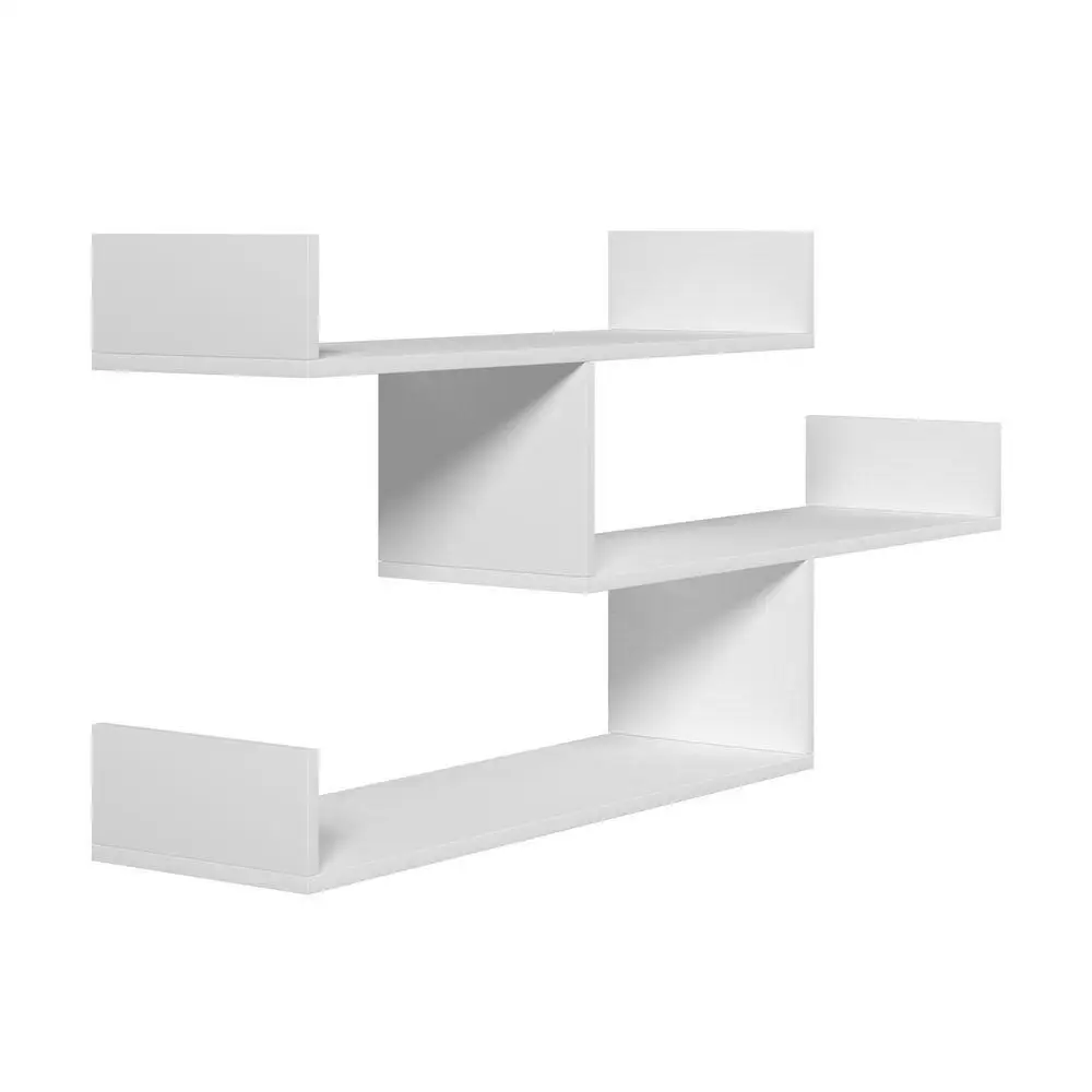 Floating Wall Shelf 3 Tier White Modern Storage Organizer Shelf for Living Room Bedroom Bathroom Kitchen Wall Mounted Decor
