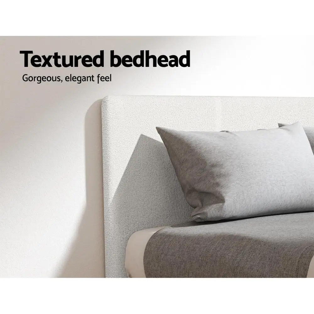Single Size Boucle Upholstered Bed Frame Modern Soft Fabric Platform Bed for Bedroom Comfort Stylish Durable Design