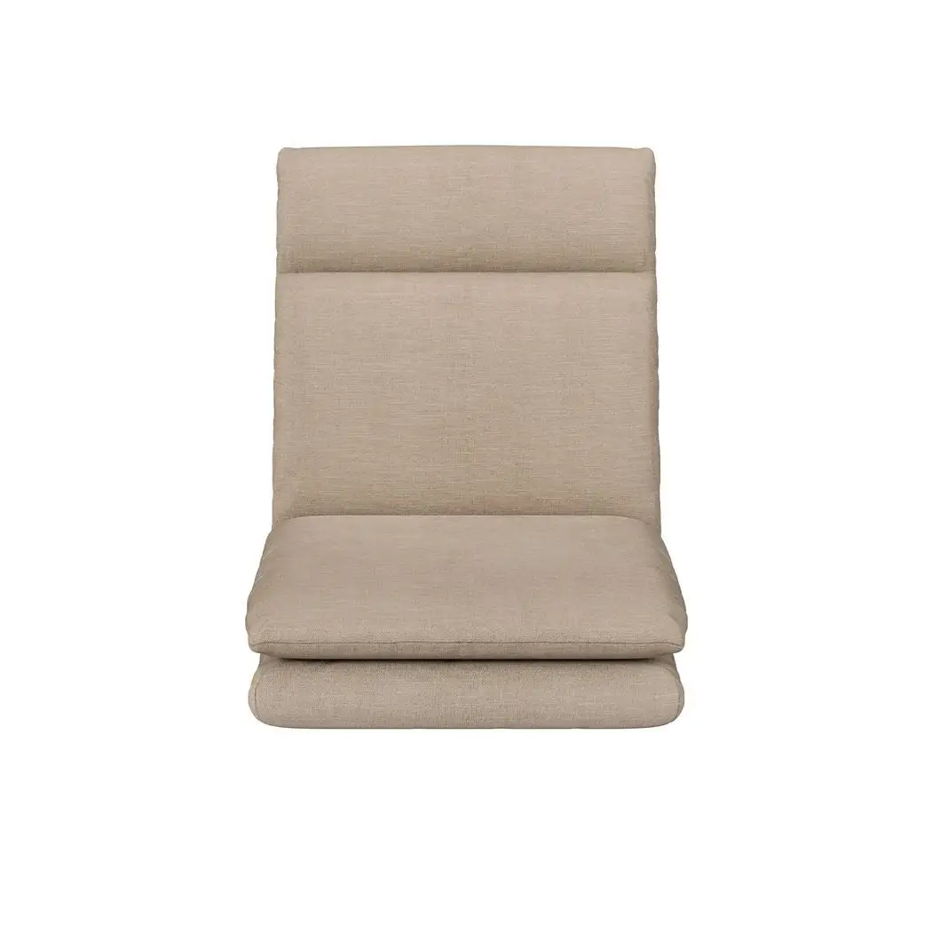 2X Fold Floor Chair Sofa Linen Beige Adjustable Backrest Living Room Lounger Cushion Seat Compact Portable Indoor Relaxation Chair