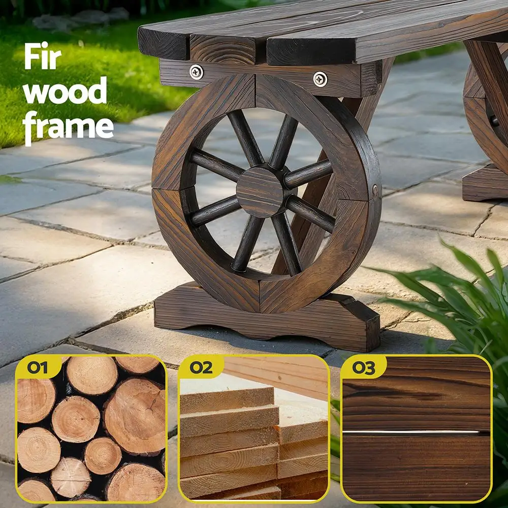 Outdoor Wooden Garden Bench Seat Patio Furniture Dining Chair Wagon Style Outdoor Seating