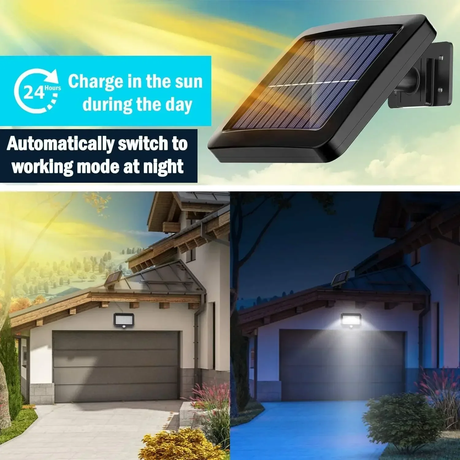 56LED Solar Lights Split Wall Lamp Motion Sensor Sunlight Light 3 Mode Outdoor Waterproof Emergency Street Garden Security Light