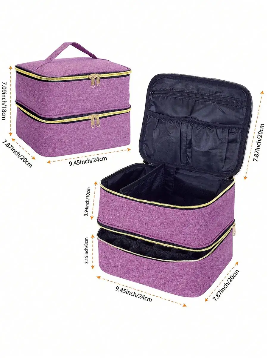 30-Bottle Nail Polish Storage Box With Tool Organizer Bag And Adjustable Dividers, Dual-Layer Design, Cosmetic Makeup Bag For