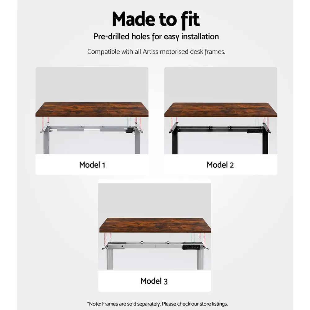 Rustic Brown 140CM Standing Desk Top Adjustable Height Desktop Workstation Panel for Home Office Use
