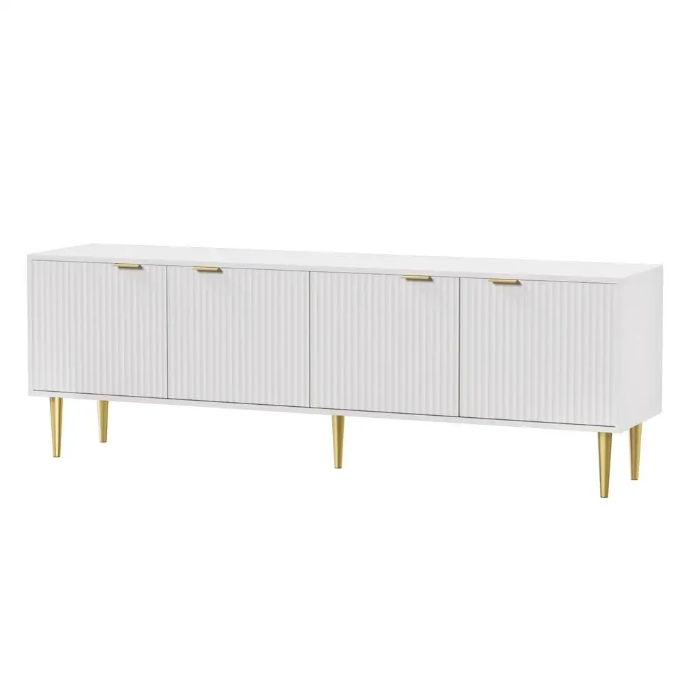 White TV Cabinet Entertainment Unit Storage Stand 180CM Modern Living Room Furniture