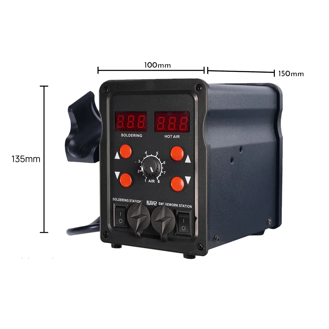 700W Solder Rework Station 2 in 1 Soldering Iron Kit Hot Air Heat Gun Station
