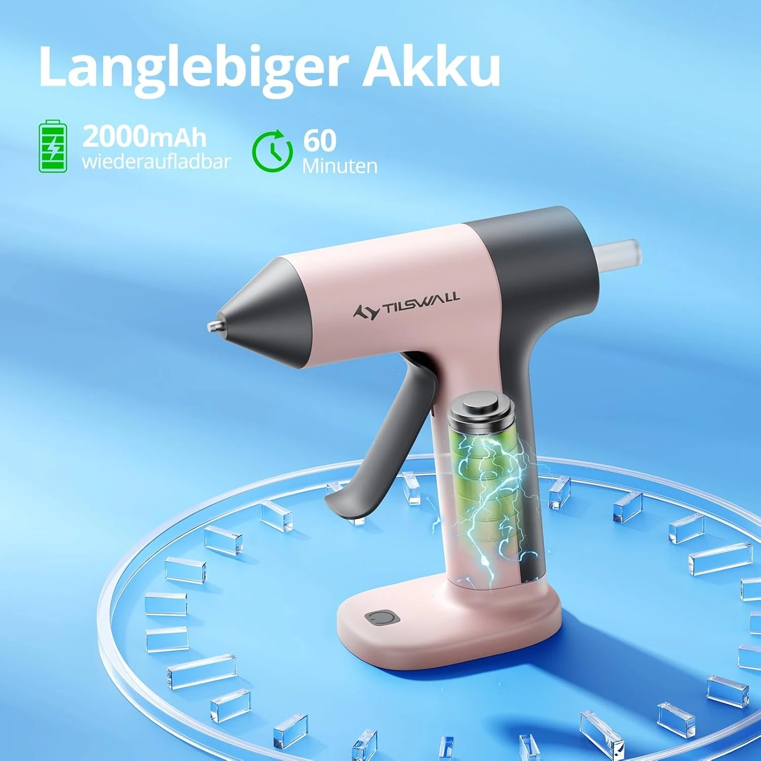 Cordless Hot Glue Gun 4V USB‑C Rechargeable Mini Hot Melt Glue Gun with Battery 30s Fast Heating, Anti‑Drip Nozzle, Comes With 7*140mm Hot Glue Sticks Portable Glue Gun For Crafts DIY Projects & Home Repairs