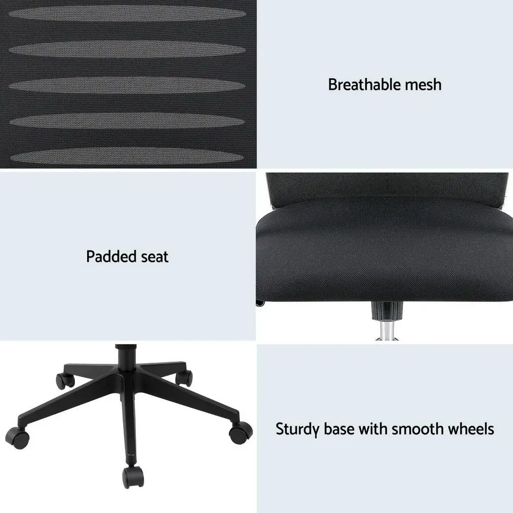 Ergonomic Mesh Office Chair with Lumbar Support Height Adjustable Swivel Mid Back Desk Chair for home Office Study Black