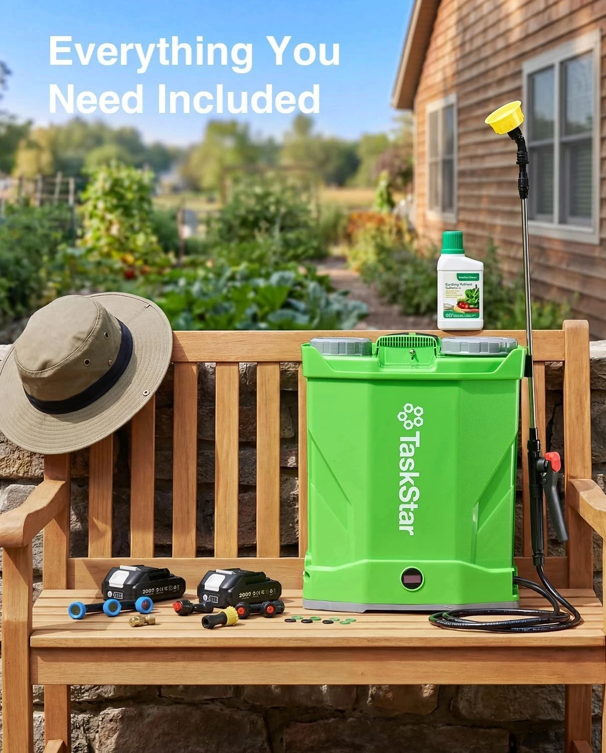 TaskStar Electric Sprayer 16L High Capacity Agricultural Pesticide Spray Tool 100 Pressure Knapsack Sprayer with 2 2000mAh Rechargeable Batteries & 6 Nozzles