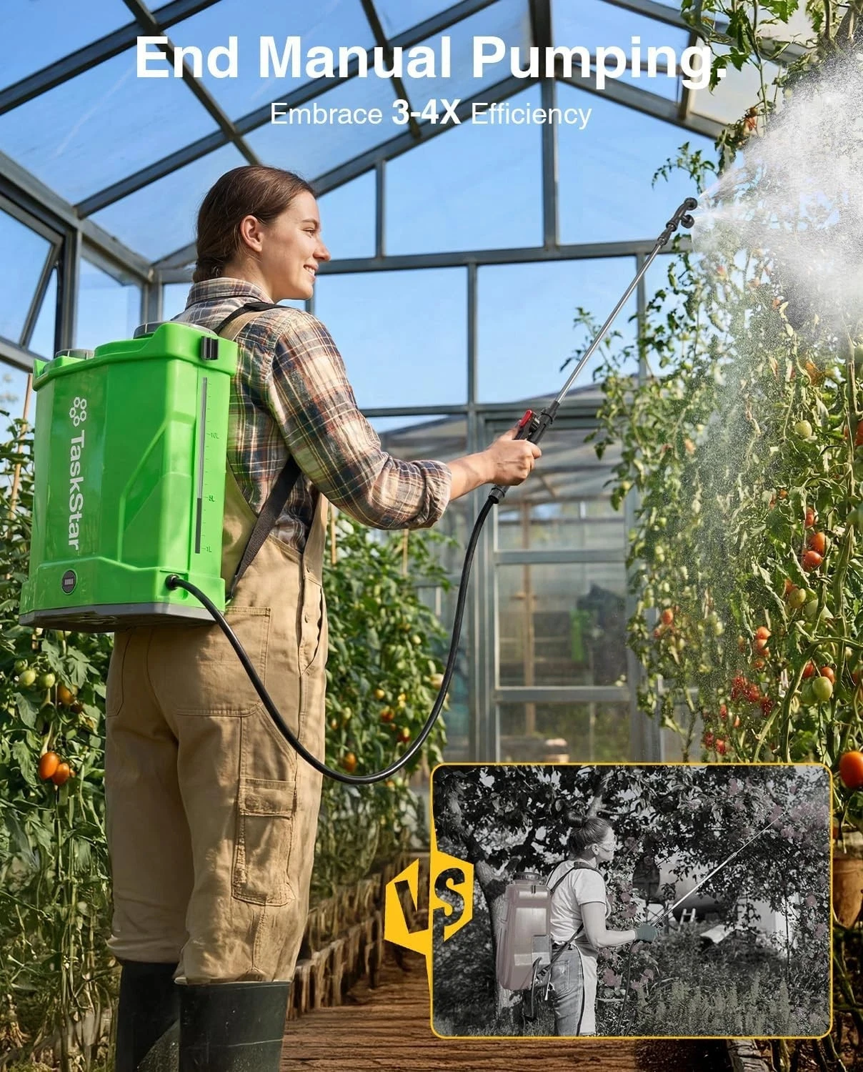 TaskStar Electric Sprayer 16L High Capacity Agricultural Pesticide Spray Tool 100 Pressure Knapsack Sprayer with 2 2000mAh Rechargeable Batteries & 6 Nozzles