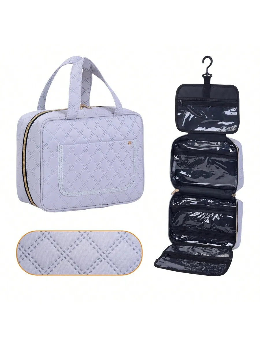 Large Capacity Hanging Travel Organizer - Waterproof Multi-Compartment Makeup Bag With Hook, Unisex, Black, Toiletry Organizer,