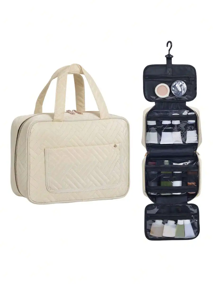 Large Capacity Hanging Travel Organizer - Waterproof Multi-Compartment Makeup Bag With Hook, Unisex, Black, Toiletry Organizer,
