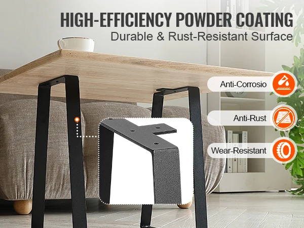 VEVOR 16inch Trapezoid Steel Table Legs Replacement Furniture Legs Set of 2 for DIY Coffee Tables Desks Bench Night Stands Sofa