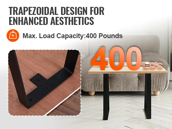 VEVOR 16inch Trapezoid Steel Table Legs Replacement Furniture Legs Set of 2 for DIY Coffee Tables Desks Bench Night Stands Sofa