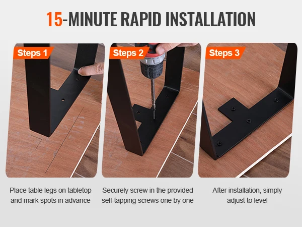 VEVOR 16inch Trapezoid Steel Table Legs Replacement Furniture Legs Set of 2 for DIY Coffee Tables Desks Bench Night Stands Sofa