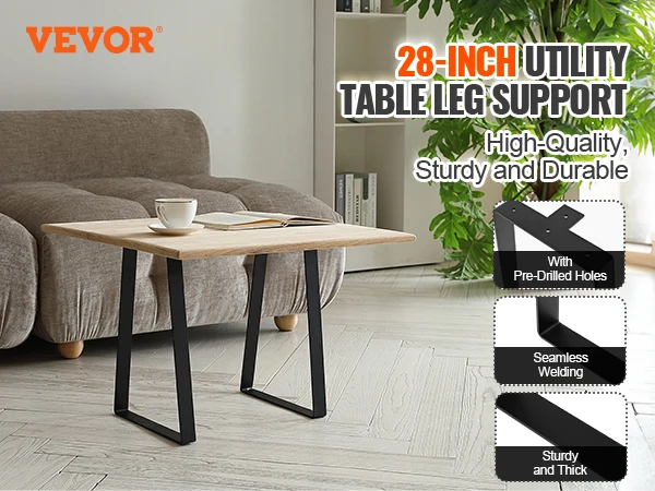 VEVOR 16inch Trapezoid Steel Table Legs Replacement Furniture Legs Set of 2 for DIY Coffee Tables Desks Bench Night Stands Sofa