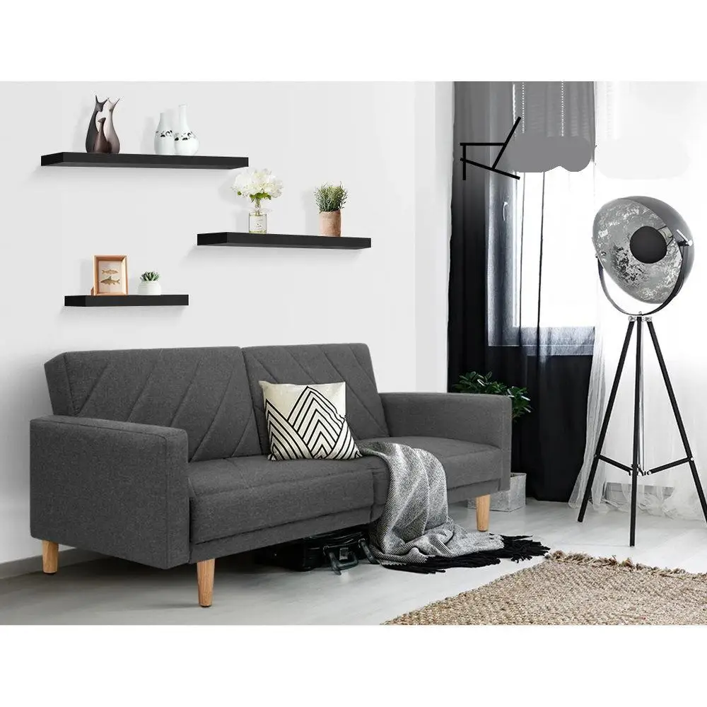 Floating Wall Shelf Set of 3 Black Modern Minimalist Storage Display Shelves for Living Room Bedroom Bathroom Kitchen Decor