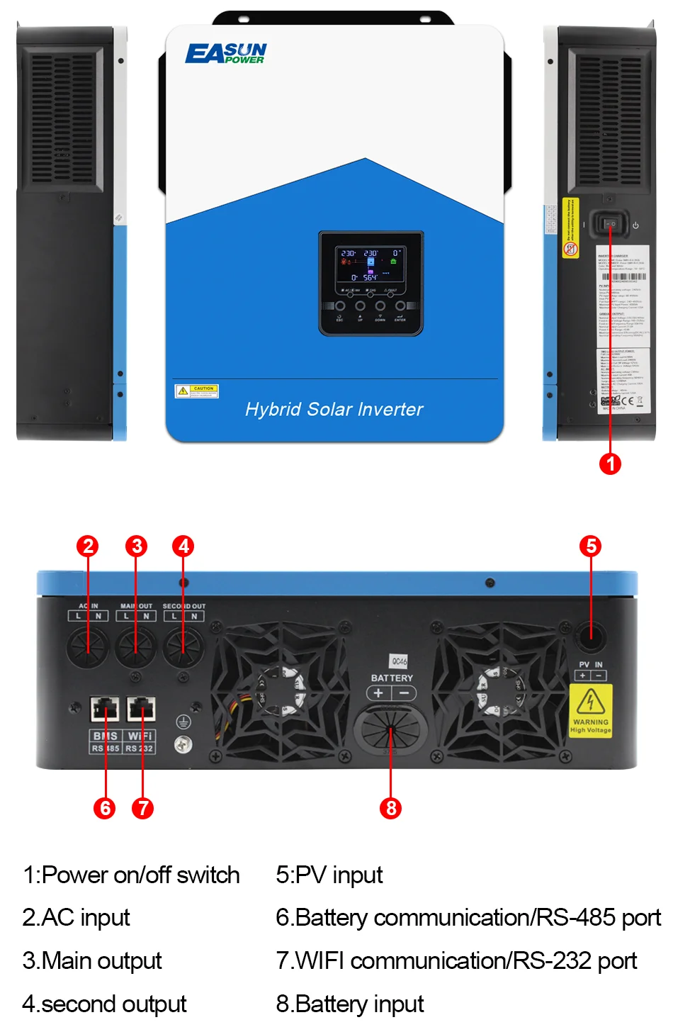 EASUN POWER 6.2KW 48V Off Grid Hybrid Solar Inverter Pure Sine Wave Built-in 120A MPPT Solar Charge Controller PV 60V-500VDC Home Solar Power System Suitable for Australian Homes Shipped from Australia Local Warehouse