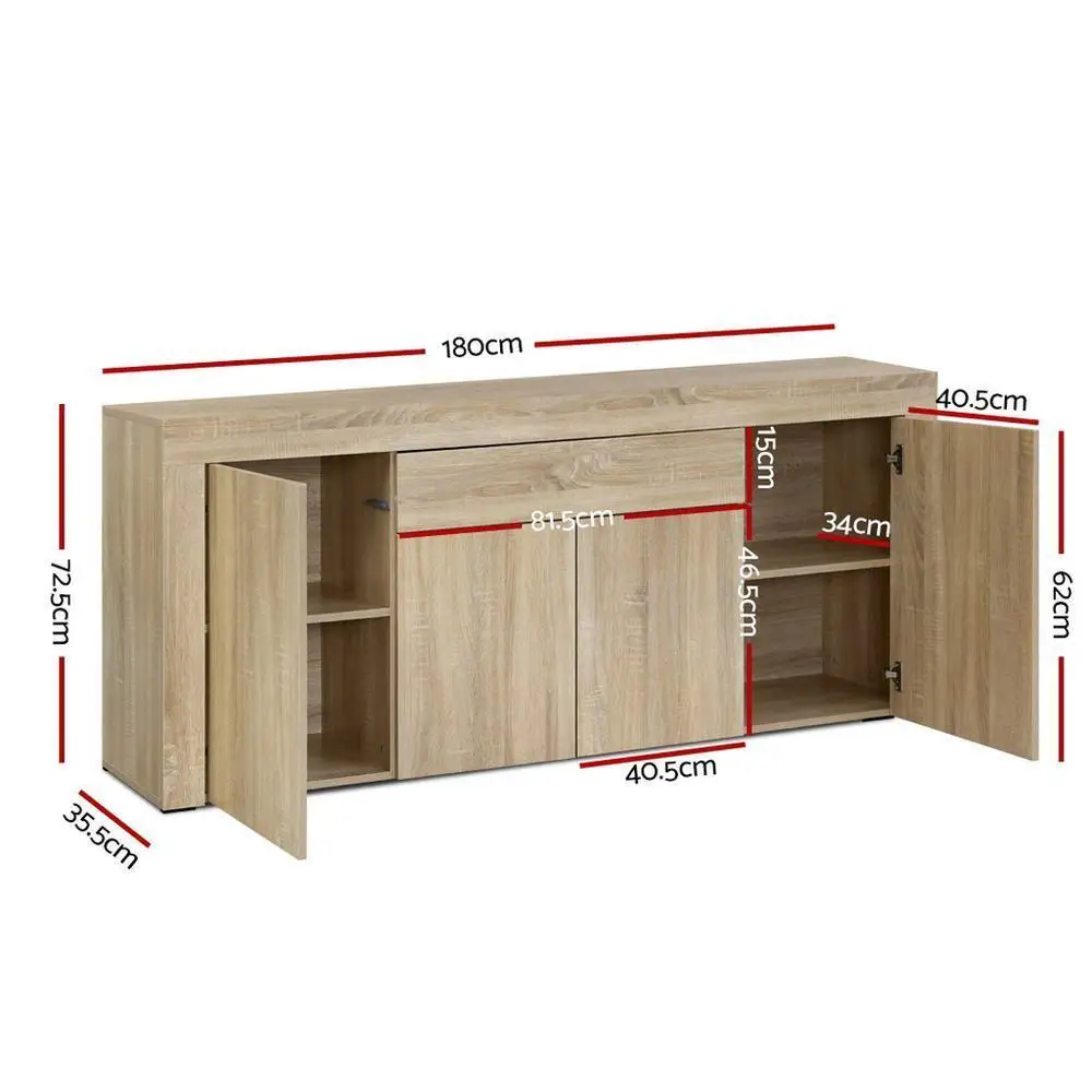 Modern Oak Buffet Sideboard Storage Cabinet with Doors and Shelves for Dining Room Living Room and Kitchen