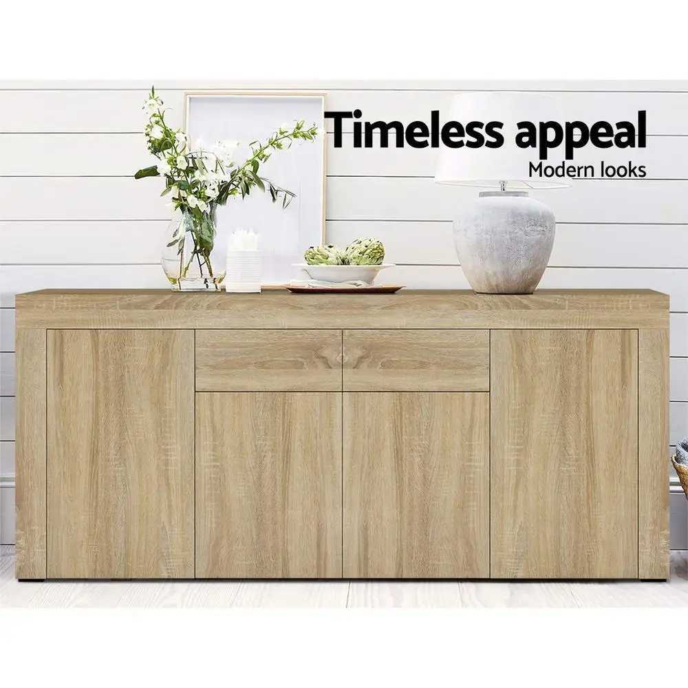 Modern Oak Buffet Sideboard Storage Cabinet with Doors and Shelves for Dining Room Living Room and Kitchen