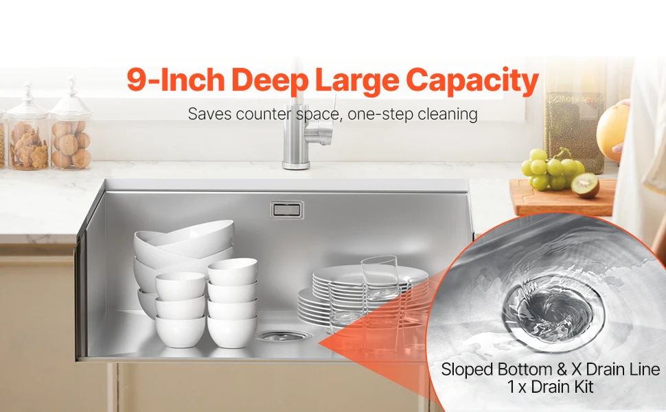VEVOR Kitchen Sink Workstation Stainless Steel Sinks ingle Bowl Basin with Ledge & Accessories Household Dishwasher for RV