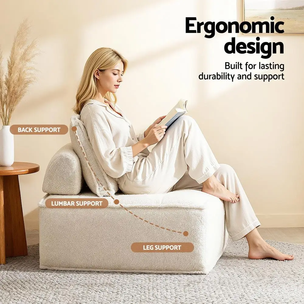 Floor Sofa Lounge Chair with Pillow Adjustable Foldable Tatami Floor Seat Soft Cushioned Backrest Indoor Reading Relaxation Chair Compact Living Room Bedroom Seating