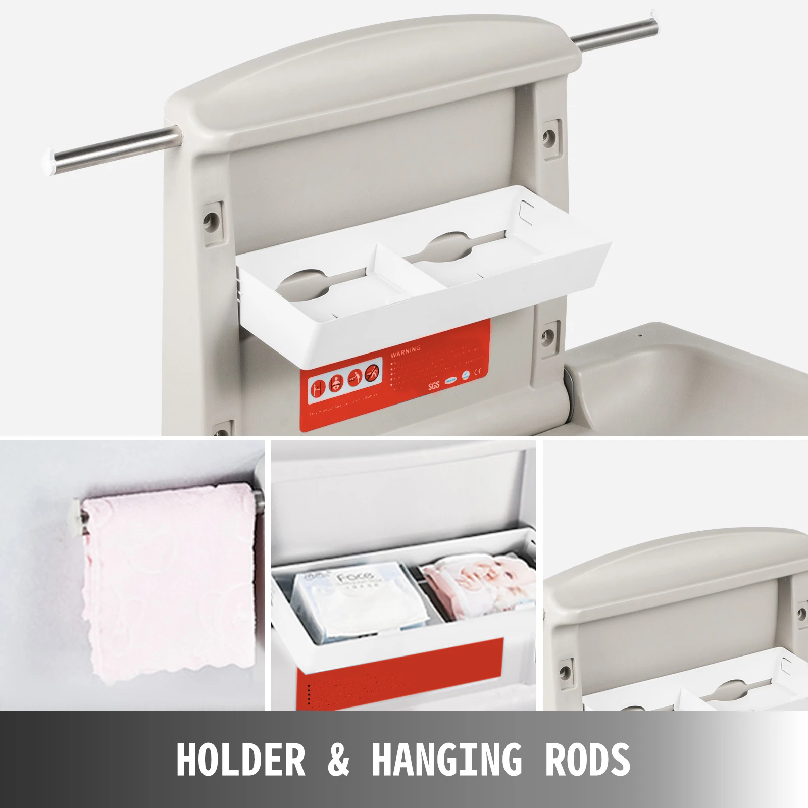 SucceBuy Baby Changing Station Commercial Wall Mounted Baby Diaper Changing Table Fold Down Vertical Baby Changing Table
