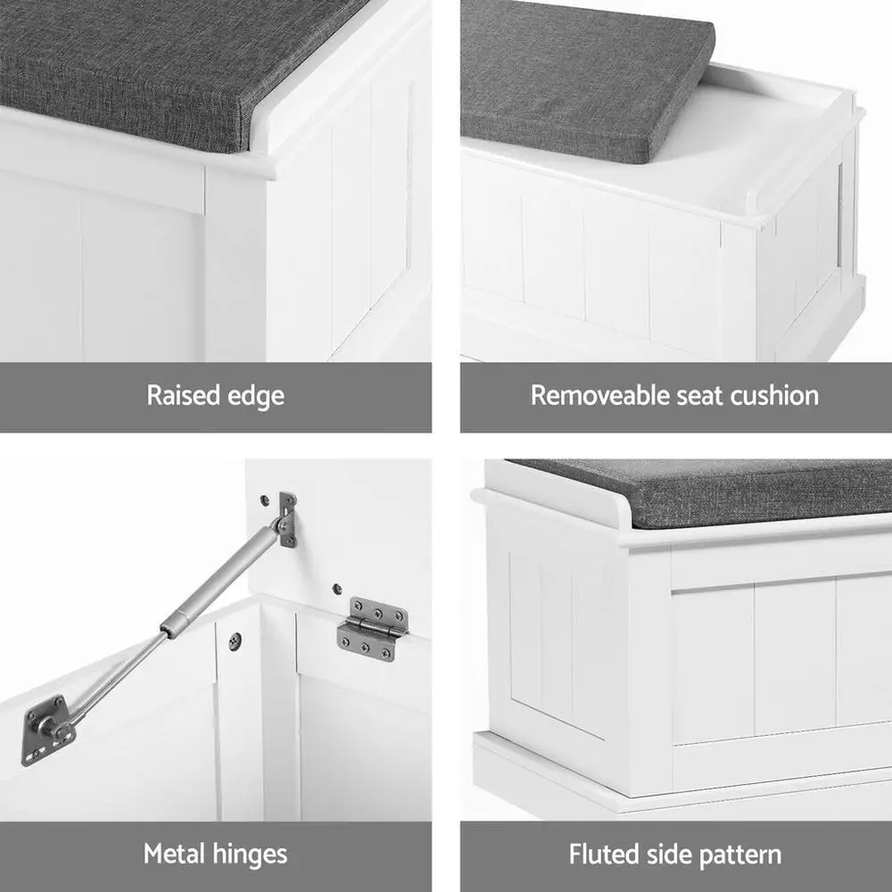 140cm Grey Fluted Storage Ottoman Bench Blanket Box for Bedroom Living Room
