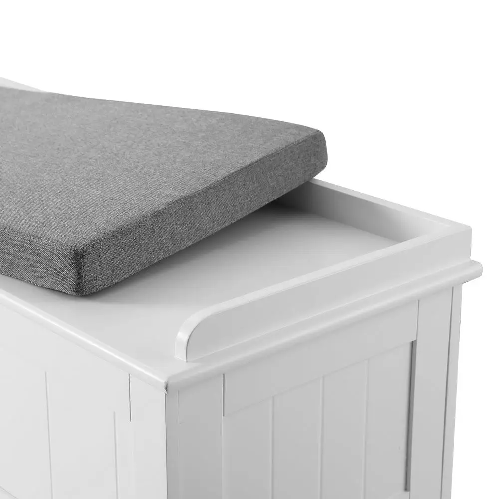 140cm Grey Fluted Storage Ottoman Bench Blanket Box for Bedroom Living Room