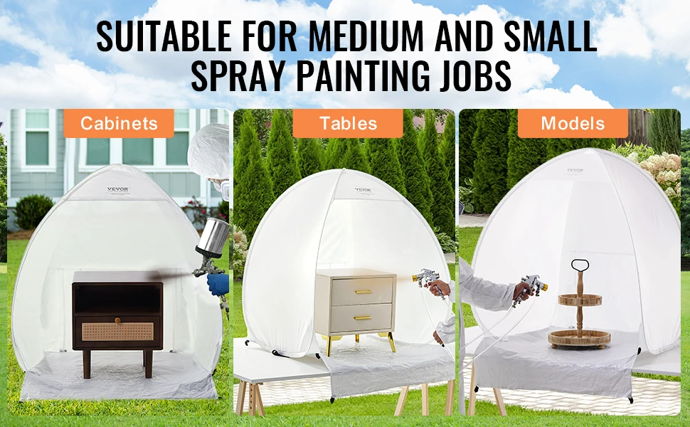 VEVOR Spray Paint Shelter 40x35x40/60x60x70 in Pop-Up Portable Spray Paint Tent with Built-In Floor Exhaust Window Storage Bag
