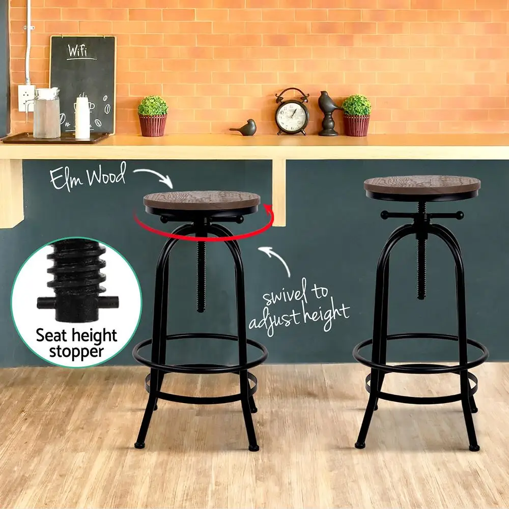 Adjustable Wood Bar Stool Set for Kitchen Counter and Dining Room Modern Swivel Seat with Backrest Solid Wood Legs Indoor Home Use