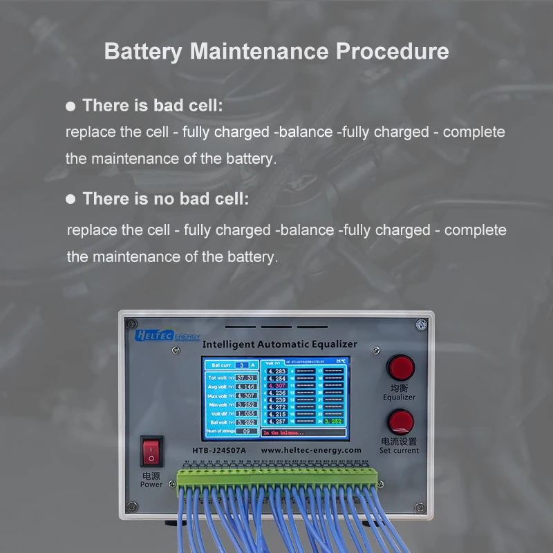 Heltec Energy 2S-24S Lithium Battery Equalizer, 0.4A/0.7A Active Balancer, 2-4.5V Battery Maintenance Repair Tool for NCM LFP LTO Battery Pack