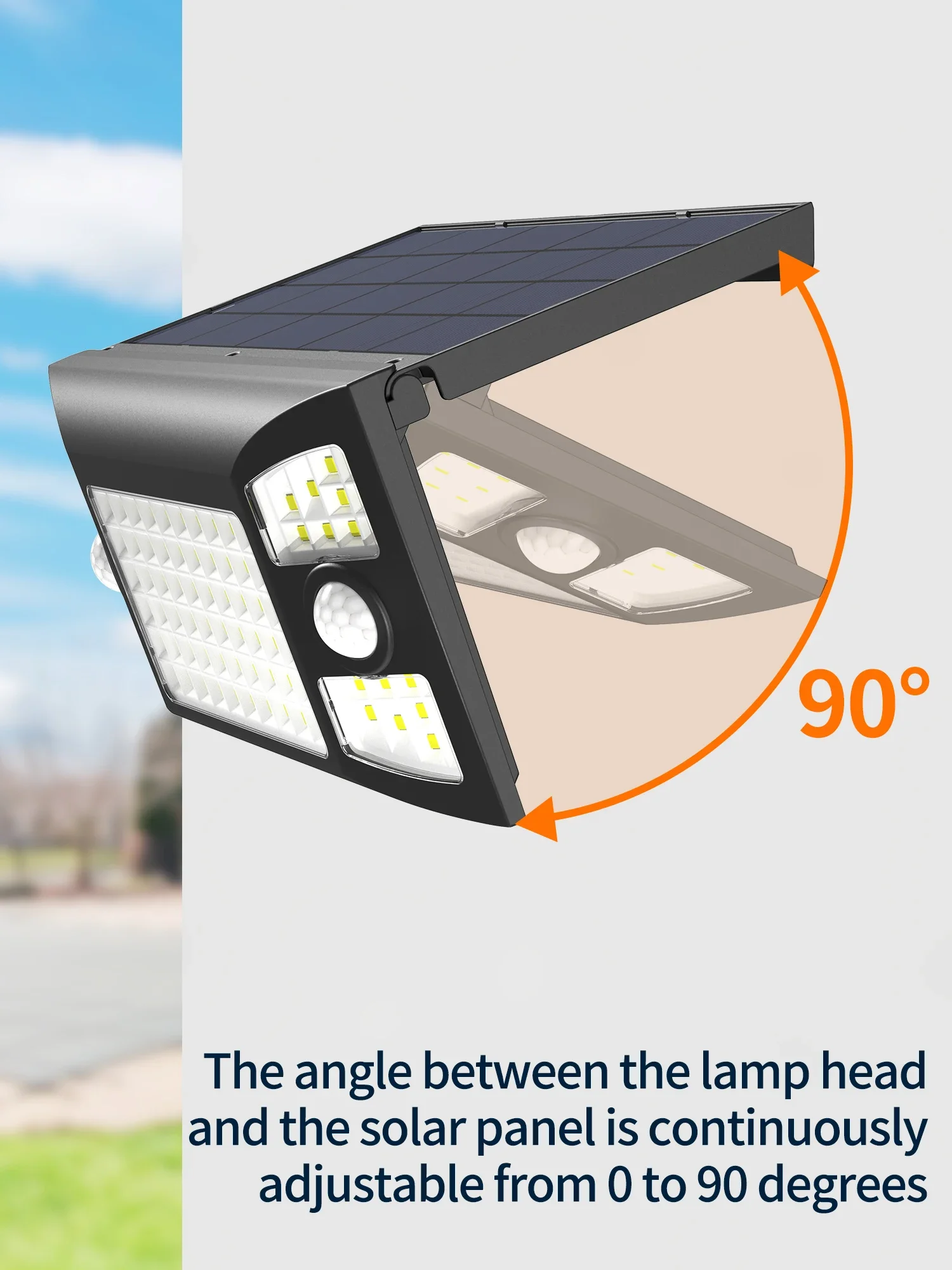 Intelamp Long Life 1300LM 4000mah Outdoor Solar Lights 6H Charge Lighting All Night With Two Motion Sensors 180° Wide-Angle Large Solar Panel Solar Lamp IP65 For Street Garden Path Yard Wall