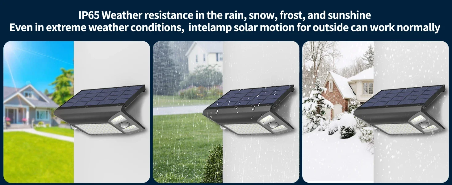 Intelamp Long Life 1300LM 4000mah Outdoor Solar Lights 6H Charge Lighting All Night With Two Motion Sensors 180° Wide-Angle Large Solar Panel Solar Lamp IP65 For Street Garden Path Yard Wall