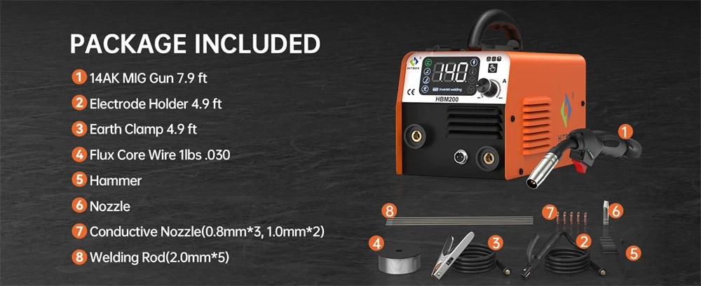 HITBOX HBM200 Welder 3 in 1 Welding Machine LIFT TIG/MMA/MIG Non Gas Semi-automatic Inverter Welder Synergy Tool For Gasless Soldering 220V
