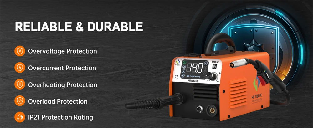 HITBOX HBM200 Welder 3 in 1 Welding Machine LIFT TIG/MMA/MIG Non Gas Semi-automatic Inverter Welder Synergy Tool For Gasless Soldering 220V